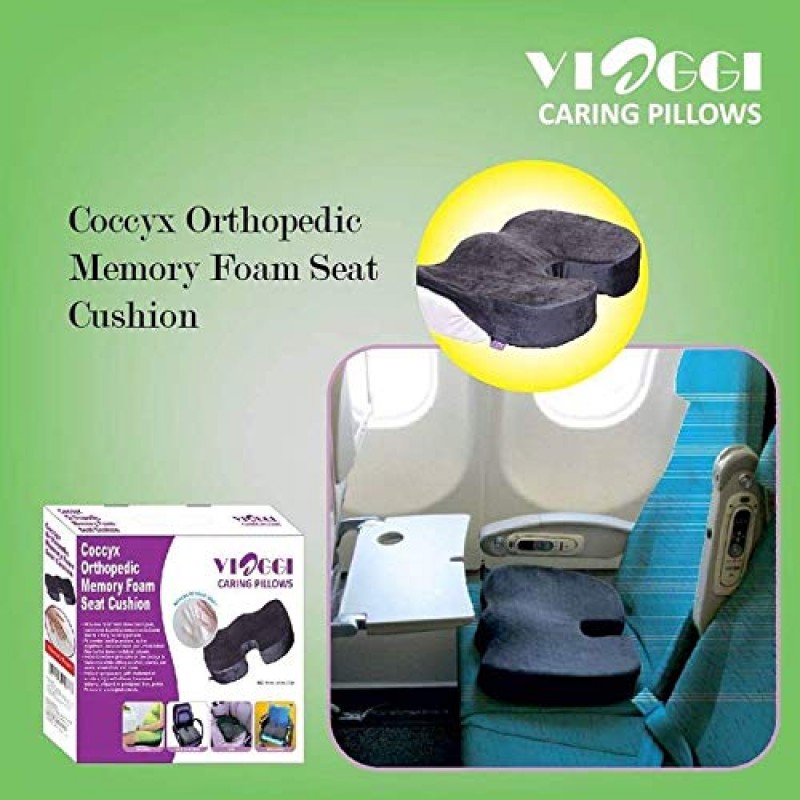Coccyx Orthopedic Memory Foam Seat Cushion - Helps with Sciatica Back Pain