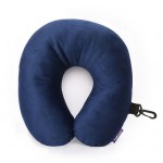 U Shape Best Travel Feather Soft Microfibre Neck Rest Cushion for Inflight Train car Sleep for Men and Women-Navy Blue