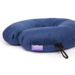 U Shape Best Travel Feather Soft Microfibre Neck Rest Cushion for Inflight Train car Sleep for Men and Women-Navy Blue