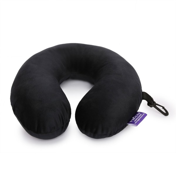 VIAGGI U Shape Best Travel Feather Soft Microfibre Neck Rest Cushion for Inflight Train car Sleep for Men and Women-Black