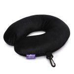 VIAGGI U Shape Best Travel Feather Soft Microfibre Neck Rest Cushion for Inflight Train car Sleep for Men and Women-Black