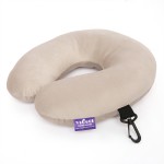 VIAGGI U Shape Best Travel Feather Soft Microfibre Neck Rest Cushion for Inflight Train car Sleep for Men and Women-Light Grey