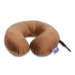 U Shape Best Travel Feather Soft Microfibre Neck Rest Cushion for Inflight Train car Sleep for Men and Women-Brown