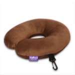 U Shape Best Travel Feather Soft Microfibre Neck Rest Cushion for Inflight Train car Sleep for Men and Women-Brown