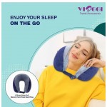 VIAGGI U Shape Super Soft Memory Foam Travel Neck Pillow for Neck Pain Relief Cervical Orthopedic Use Comfortable Neck Rest Pillow - Navy Grey