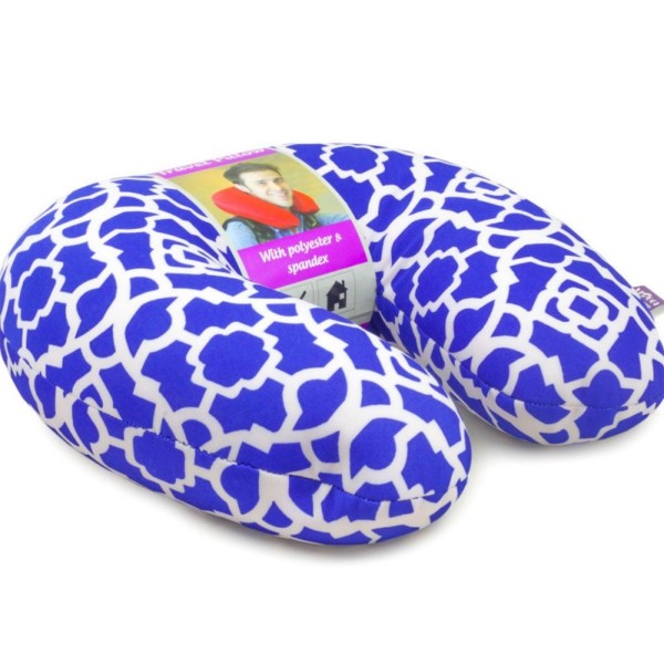 VIAGGI Microbead U Shape Travel Neck Pillow - Trellis Blue