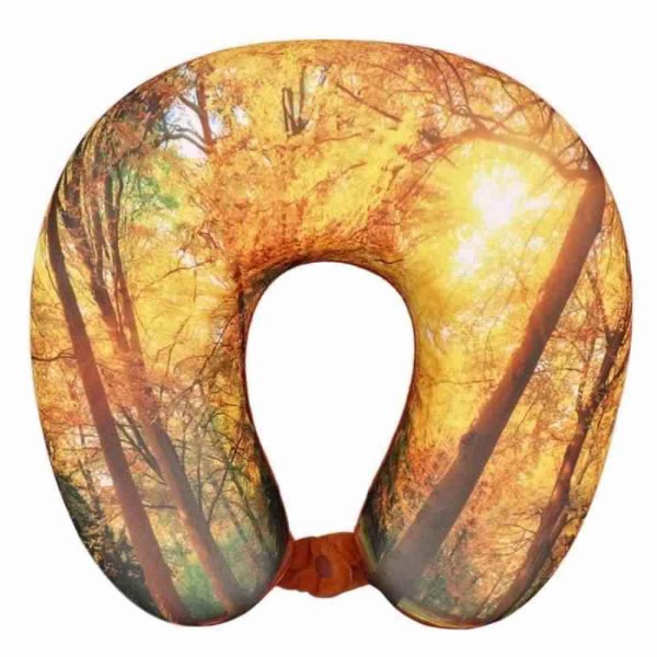 VIAGGI Yellow Forest 3D Print U Shaped Memory Foam Travel Neck and Neck Pain Relief Comfortable Super Soft Orthopedic Cervical Pillows
